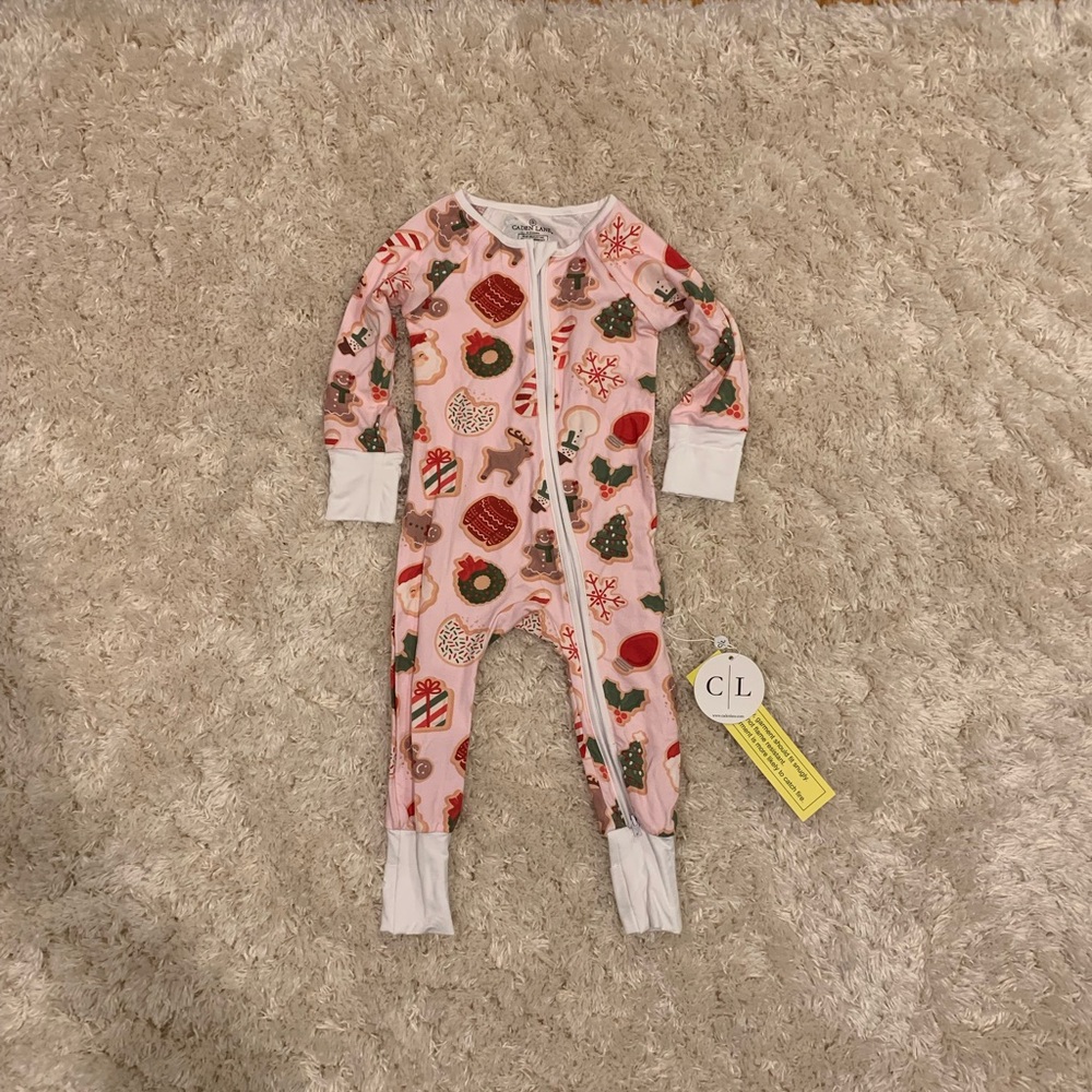 Caden Lane Cookies for Santa Convertible Zip Romper
